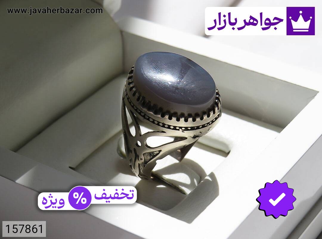 انگشتر نقره روس عقیق شجر زیبا مردانه [غیرنقره]